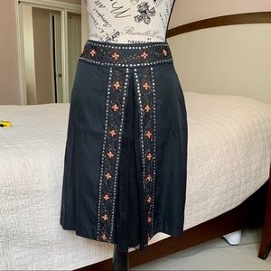 Sisley silk embroidered skirt